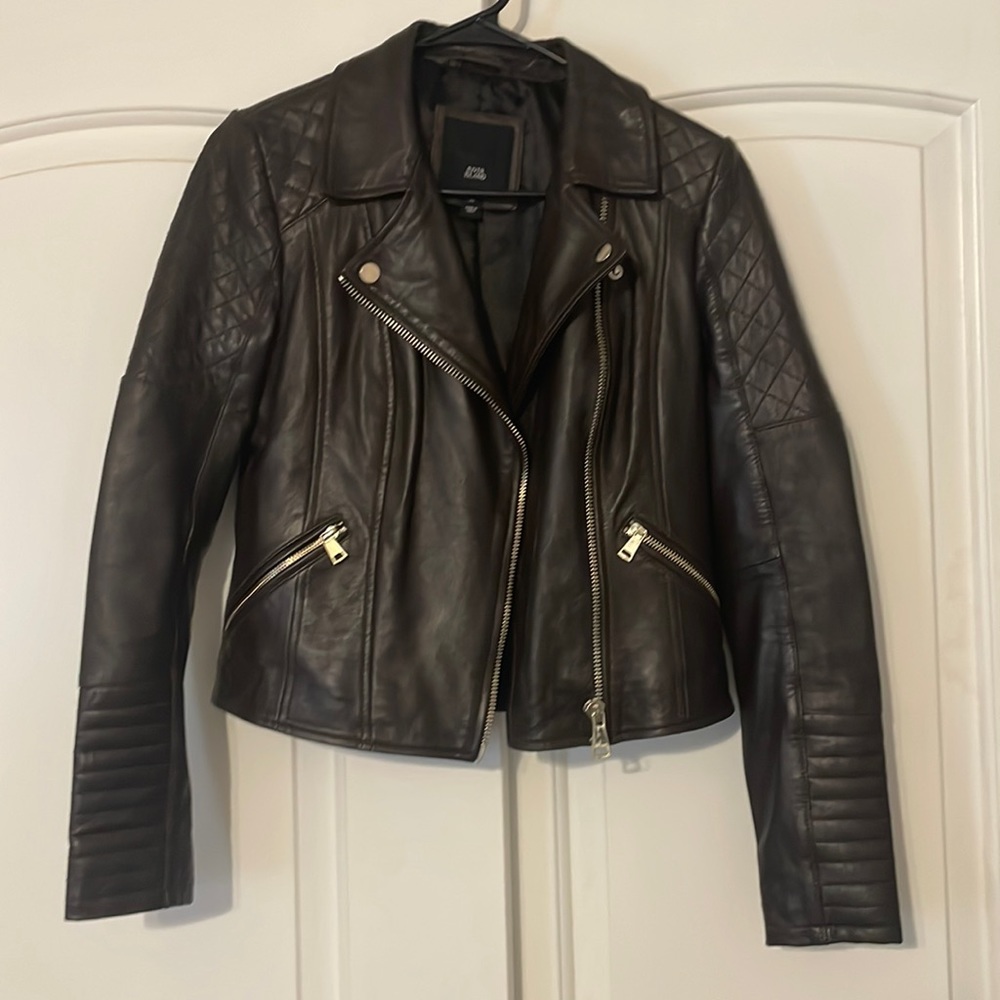 River Island US 6 UK 10 Brown Leather Jacket